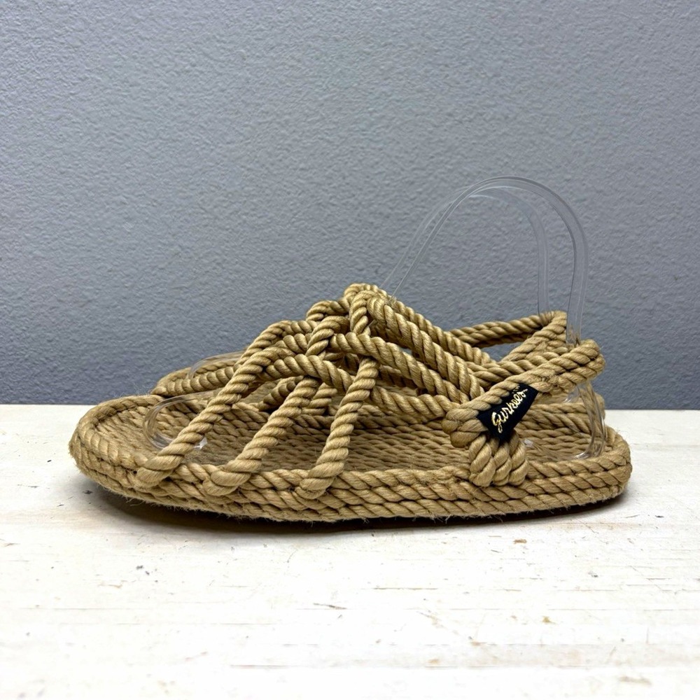 Gurkee's Beige Rope Knot Strappy Slip-On Open Toe Flat Sandals Size 8